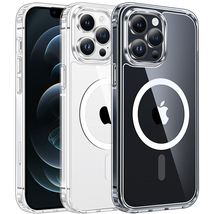 FNTCASE for iPhone 12 Pro Max 6.7 inches Clear Phone Case: Magnetic Charging Shockproof Magsafe Support