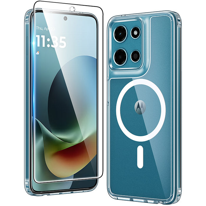 FNTCASE For Motorola Moto G Play 2026 6.7 inch Clear Case: Magnetic Charging Shockproof Magsafe Support