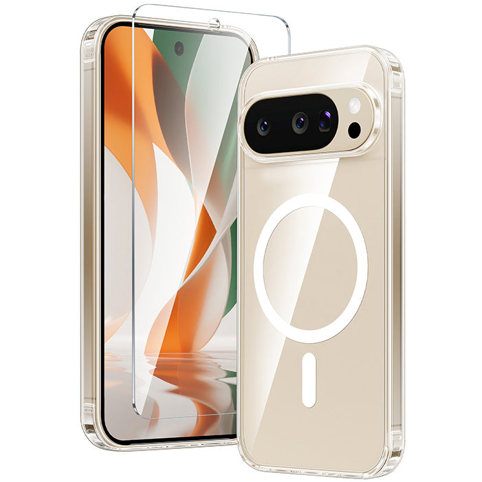 Google Pixel 10 Pro XL/ 9 Pro XL 6.8 inch Clear Phone Case: Magnetic Charging Shockproof Magsafe Support