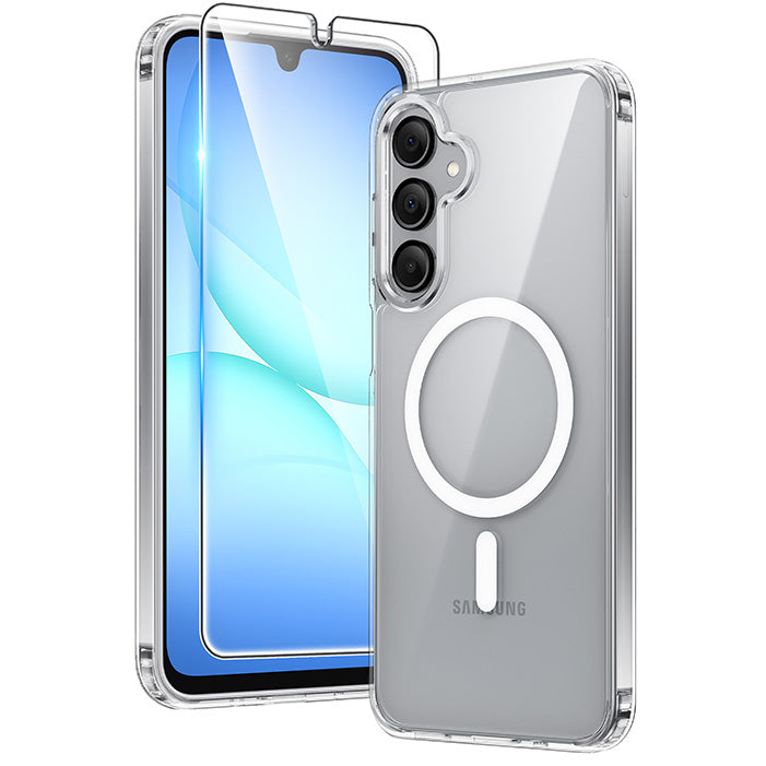 Samsung Galaxy A17 A16 Clear Phone Case: Magnetic Charging Shockproof Magsafe Support
