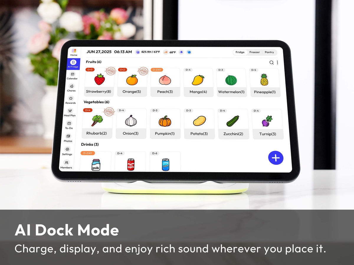Everblog 13.4" FridgeCal™ AI Fridge Calendar - 13.4" FridgeCal™ + Charging Dock