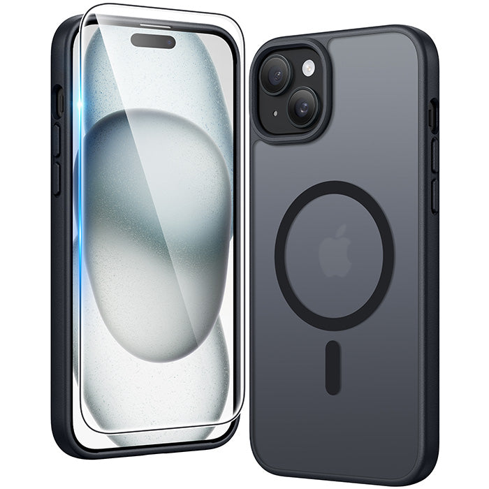 iPhone 15 Plus/ 14 Plus Phone Case: Magnetic Charging Shockproof Magsafe Support - Frosted Oil Spray Touch