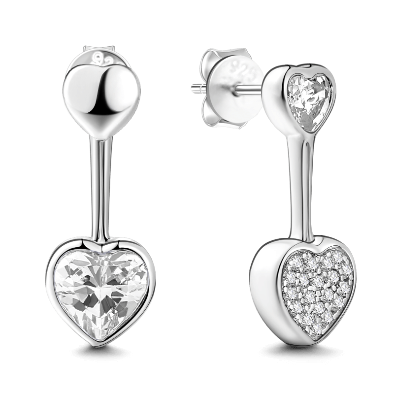Heart Hoop Stud Earrings Sterling Silver Gifts For Girlfriend Girls