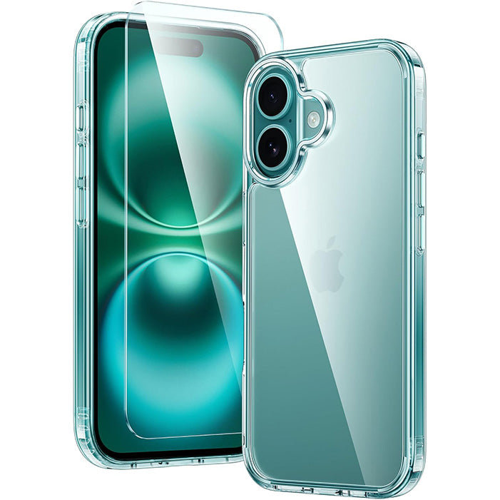 FNTCASE for iPhone 16 6.1 inch Clear Case: Wireless Charging Anti Yellowing Shockproof Phone Case