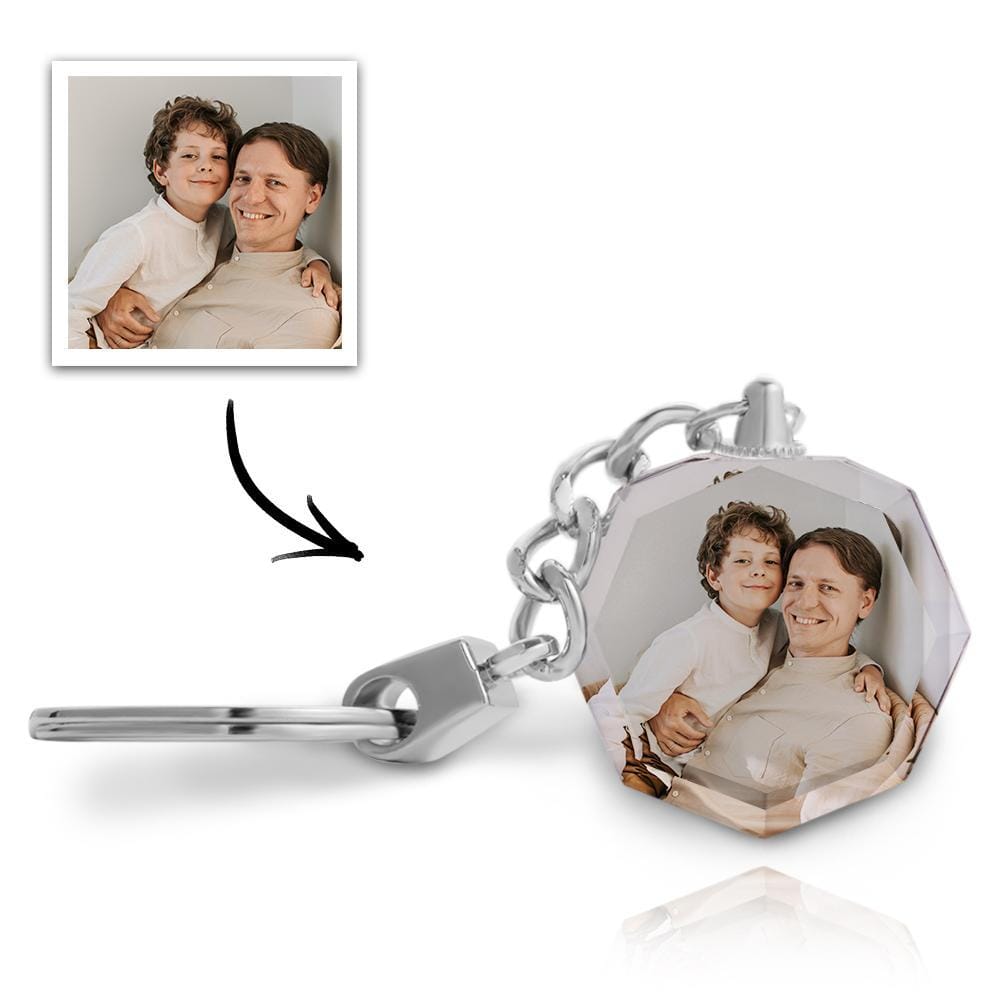 Custom Keychain Father's Day Gifts - Octagon Crystal