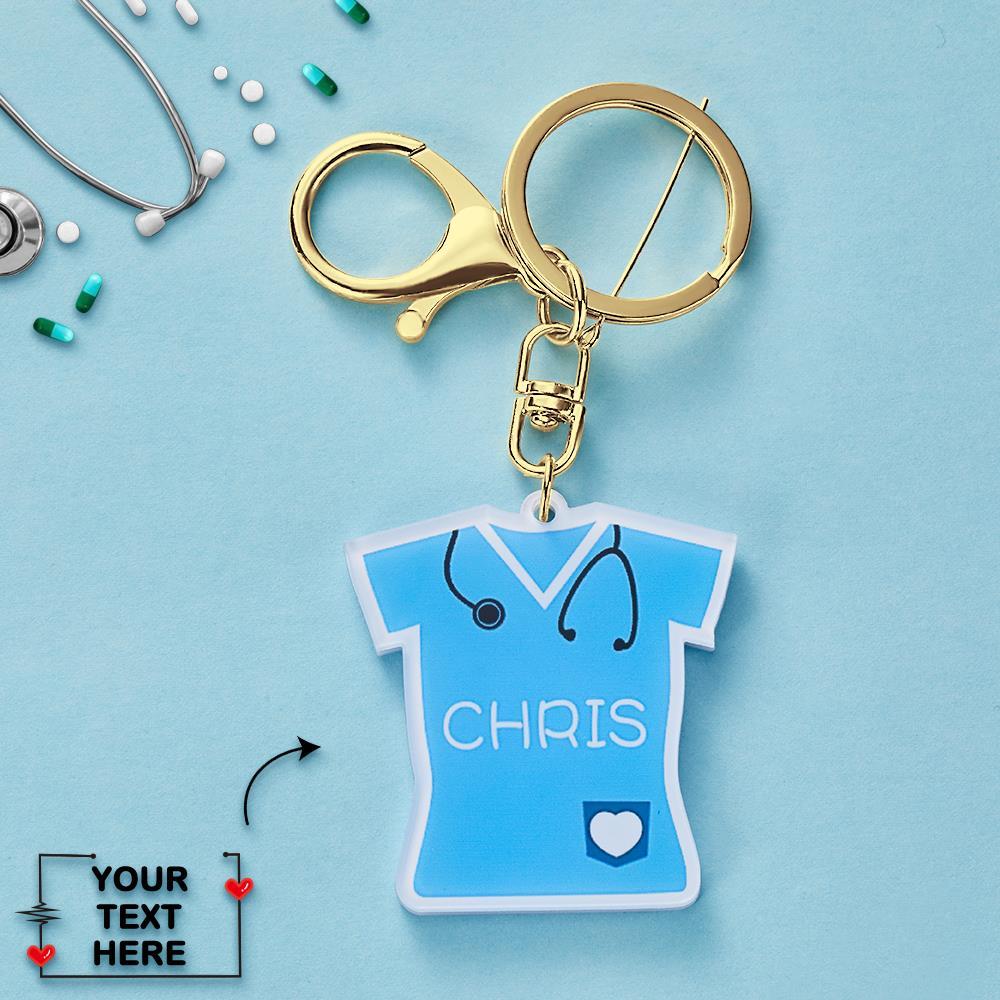 Thank You Gifts For Doctors Custom Keychain with Name - Blue
