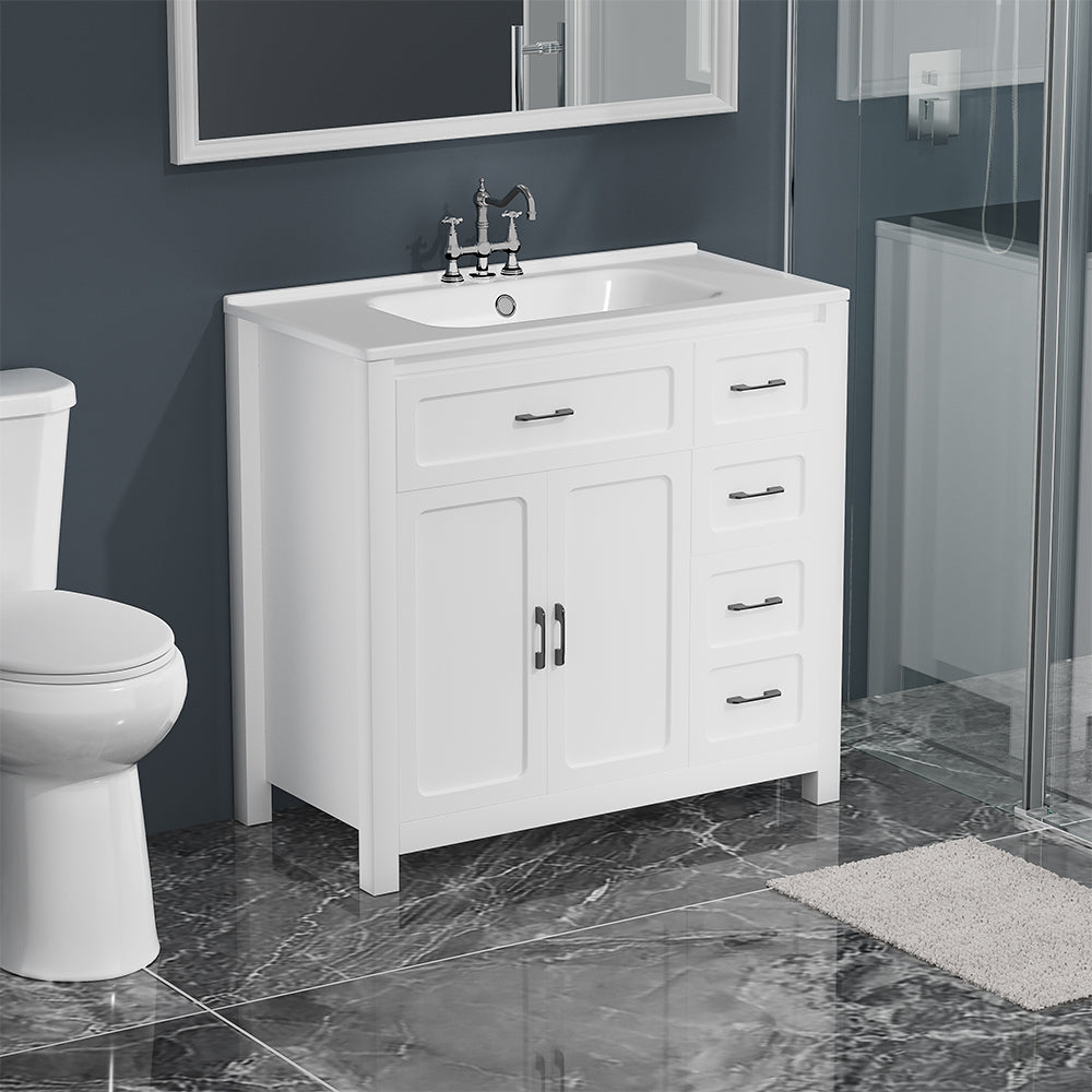 36 Inch Bathroom Vanity, Sharp Corners Single Undermount Sink With Cabinet