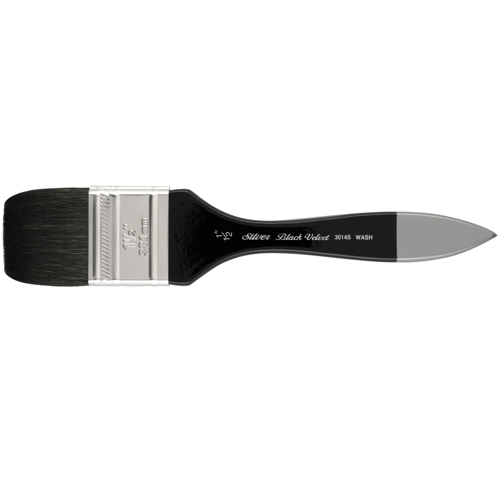 Black Velvet® Wide Wash Blender Paintbrush | Short Handle | 3014S - Size 1-1/2 Inches