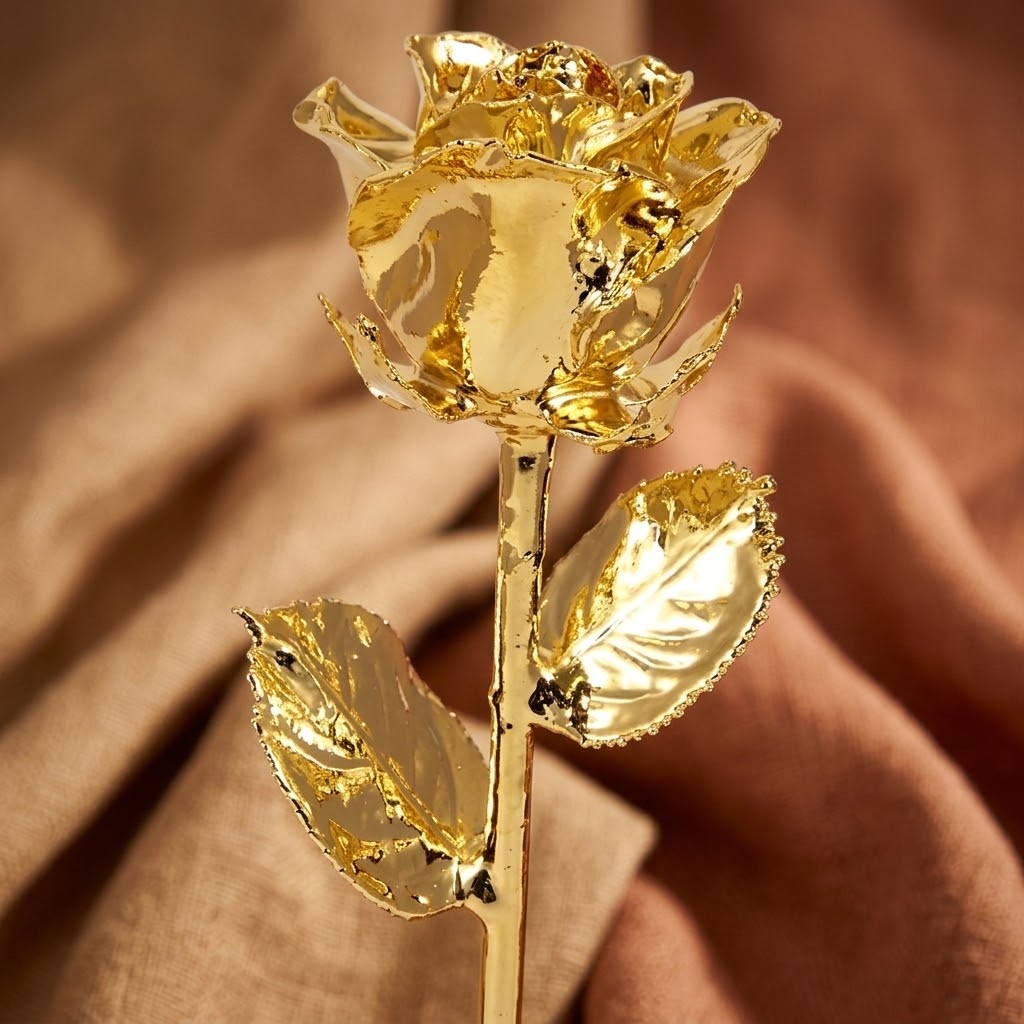11" 24k Gold Dipped Rose