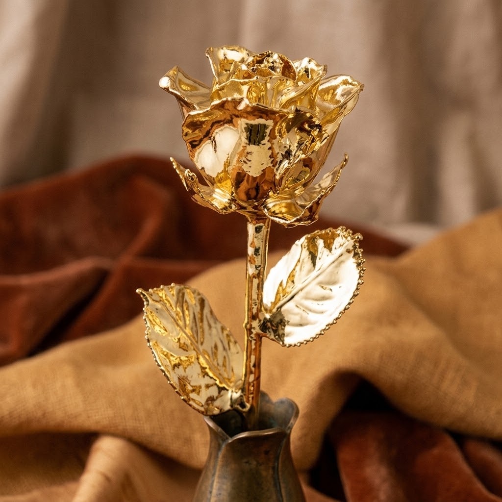 11" 24k Gold Dipped Rose