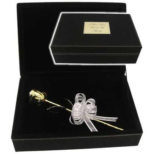 11" 24k Gold Dipped Rose in Personalized Leatherette Case