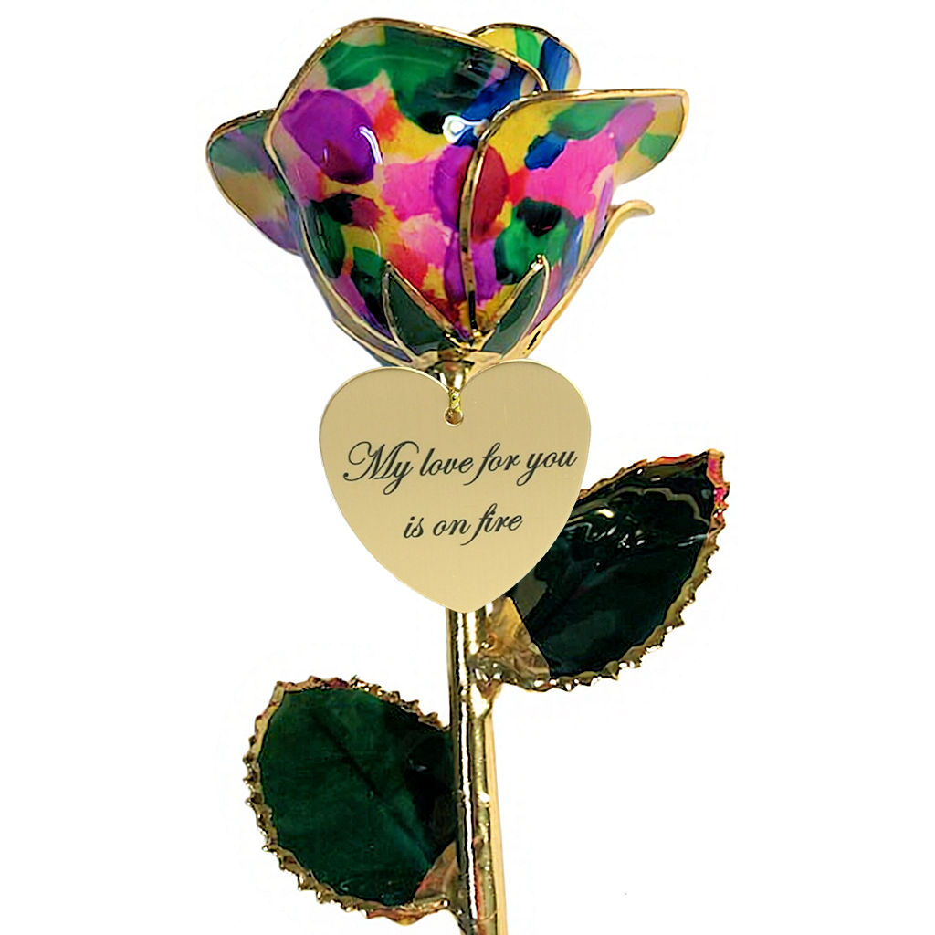 11" Personalized Rainbow Pride 24k Gold Rose