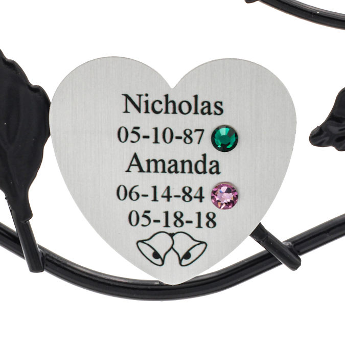 Wedding Bells Engraved Family Tree Silver Heart