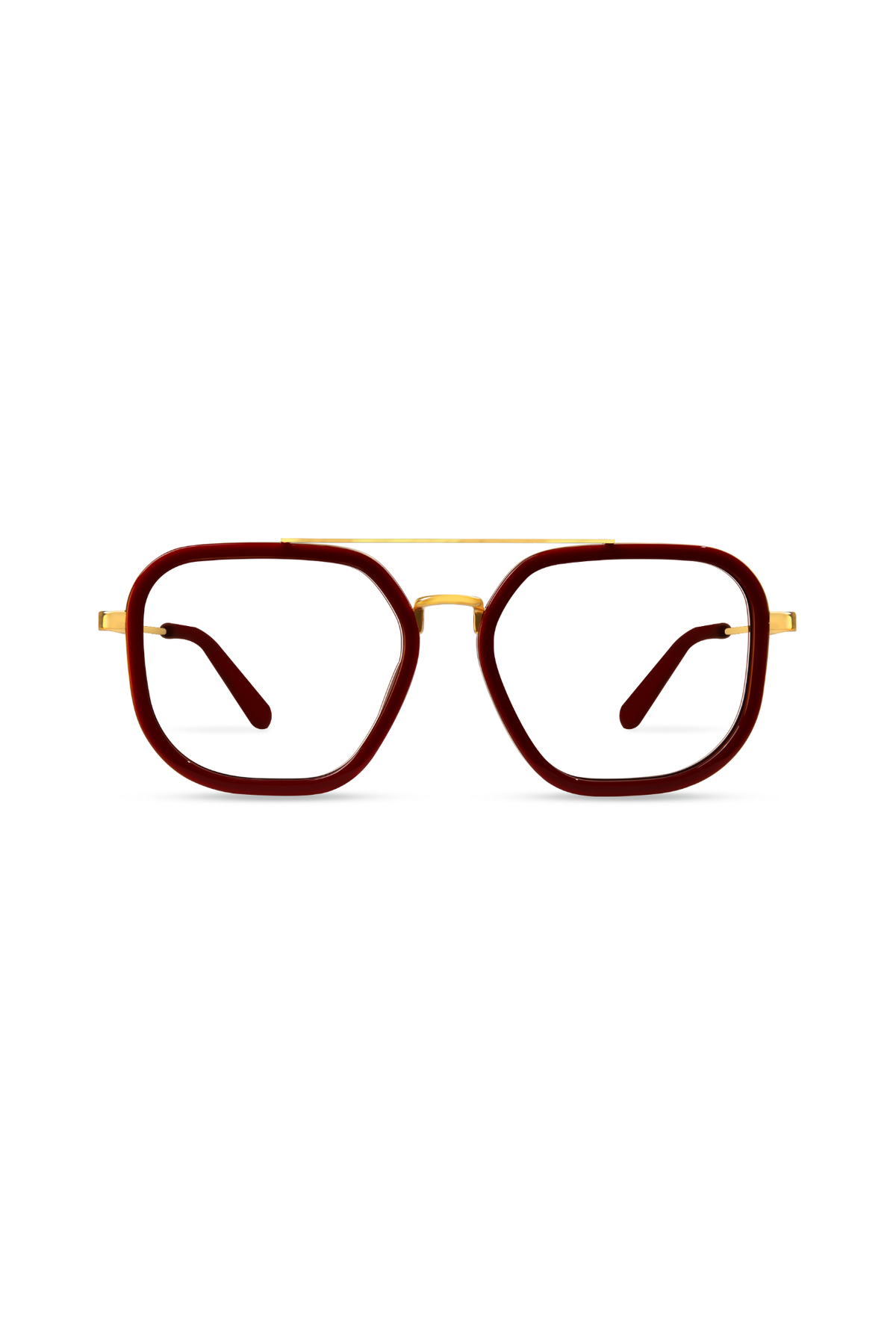 Halle Gold/Maroon Frame Glasses
