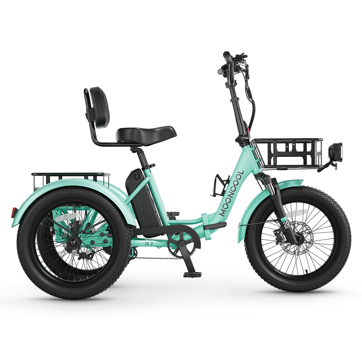 TK2 Folding Electric Trike - Cyan Green-Matte