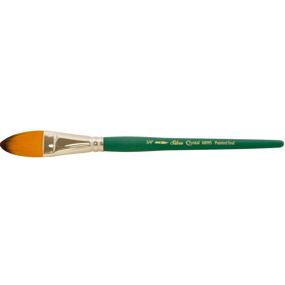 Crystal™ Pointed Oval Paintbrush | Short Handle | 6809S - Size 3/4 Inch