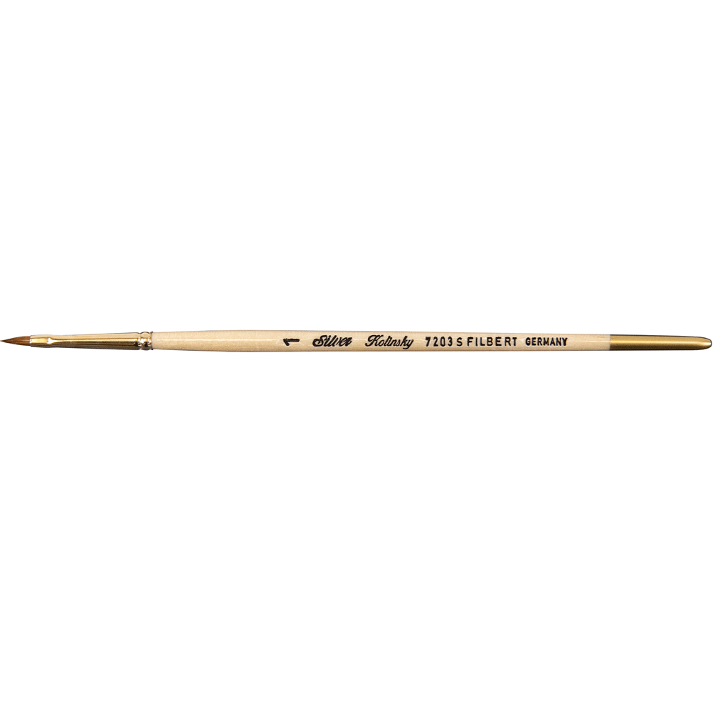 Silver Kolinsky® Filbert Paintbrush | Short Handle | 7203S - Size 00