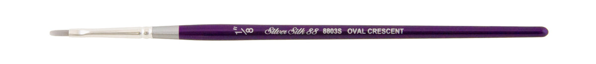 Silver Silk 88® Silver Synthetic Oval Crescent Paintbrush | Short Handle | 8803S - Size 1/8 In