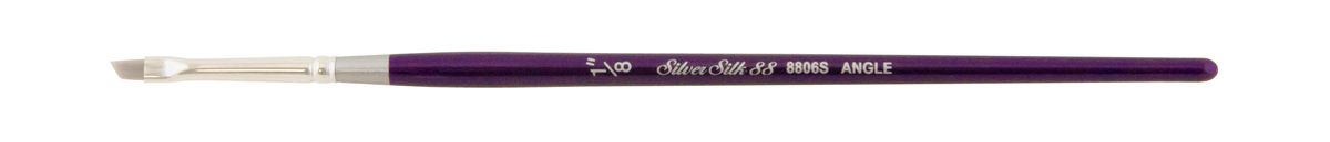 Silver Silk 88® Silver Synthetic Angle Paintbrush | Short Handle | 8806S - Size 1/8 In