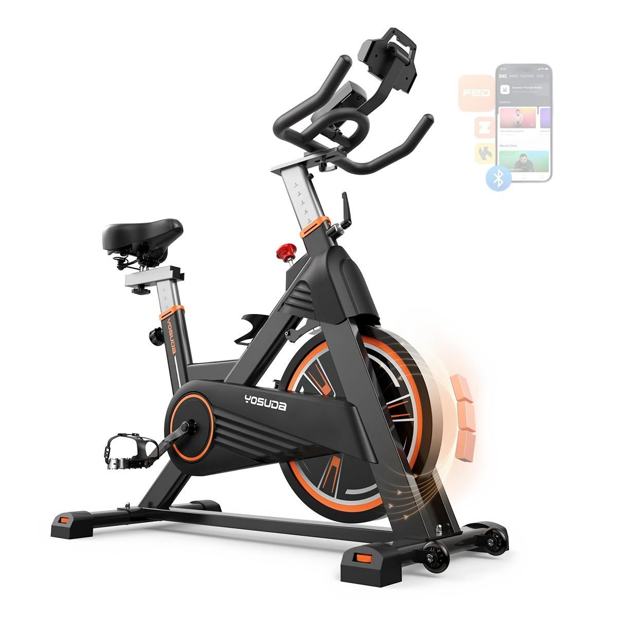 FED Fitness Yosuda Series EB2 Fully-Adjustable Indoor Cycling Bike with 350 LBS Capacity