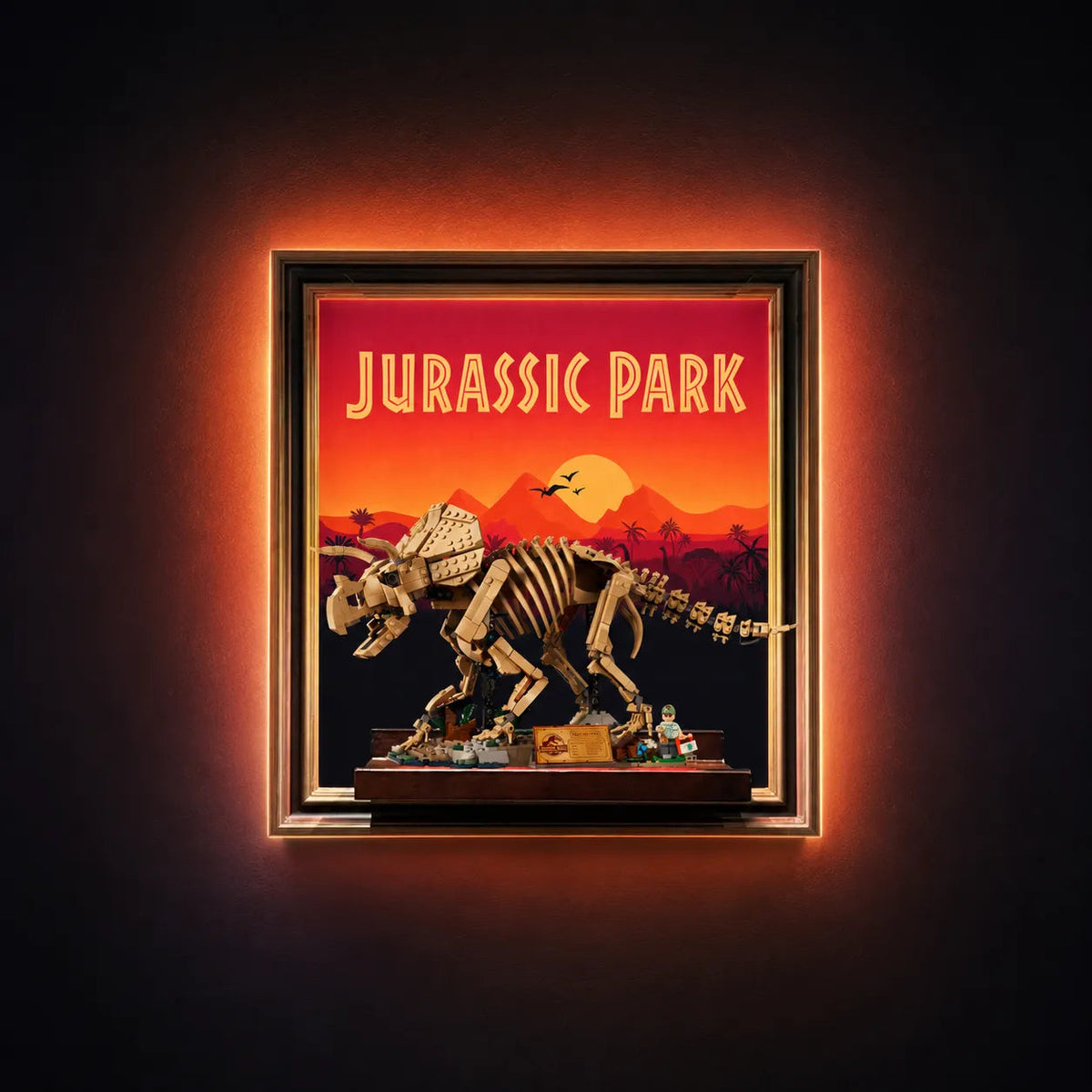 Wall Display Frame for LEGO® Jurassic World™ Triceratops Fossil 77985 - Standard Display Edition