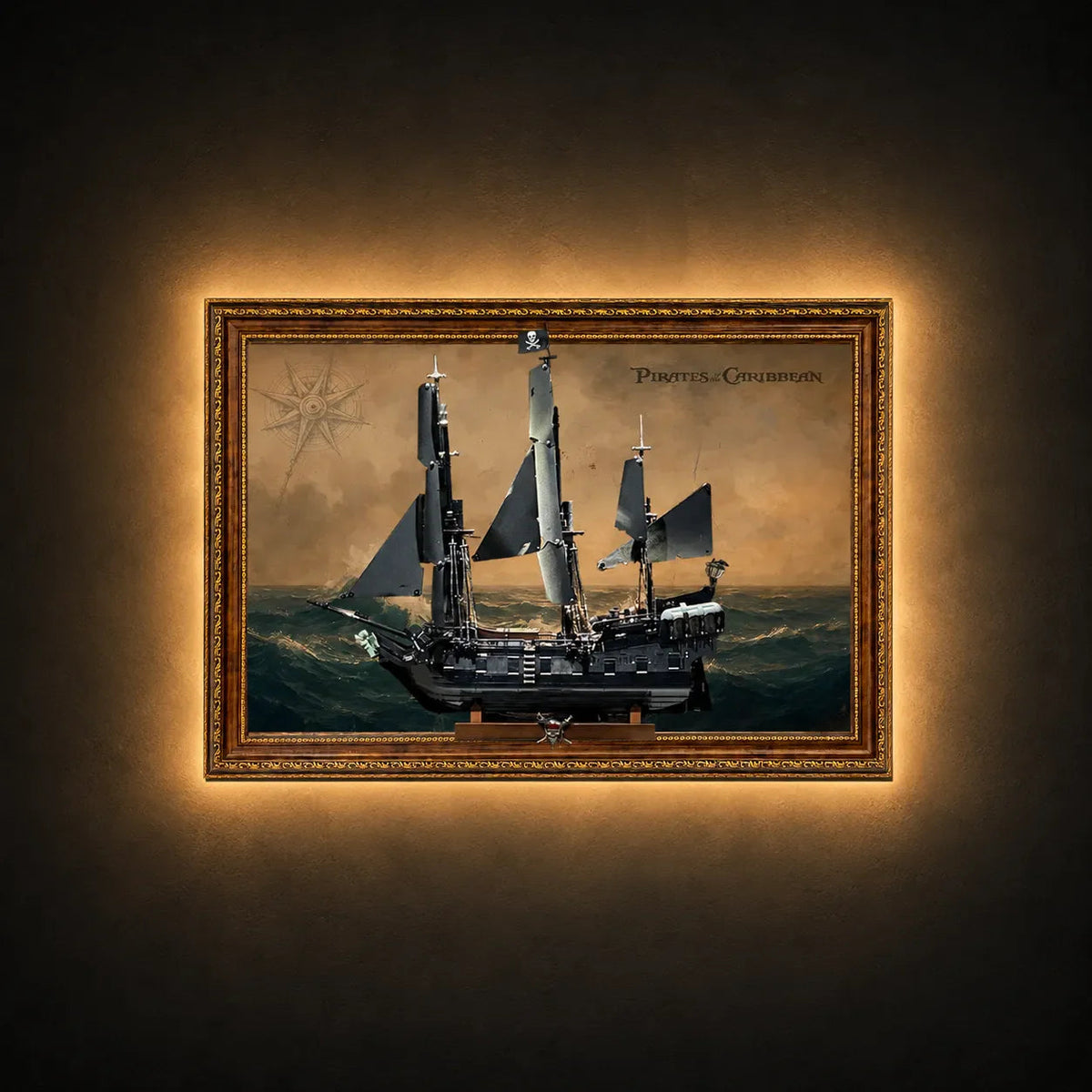 Wall Display Frame for LEGO® Icons Captain Jack Sparrow's Pirate Ship 10365 | Stormy Sea | - Standard Display Edition