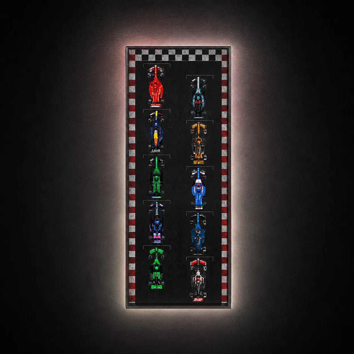 Wall Display Frame for LEGO® Speed Champions F1 | 10-Car | Track Version - Standard Display Edition