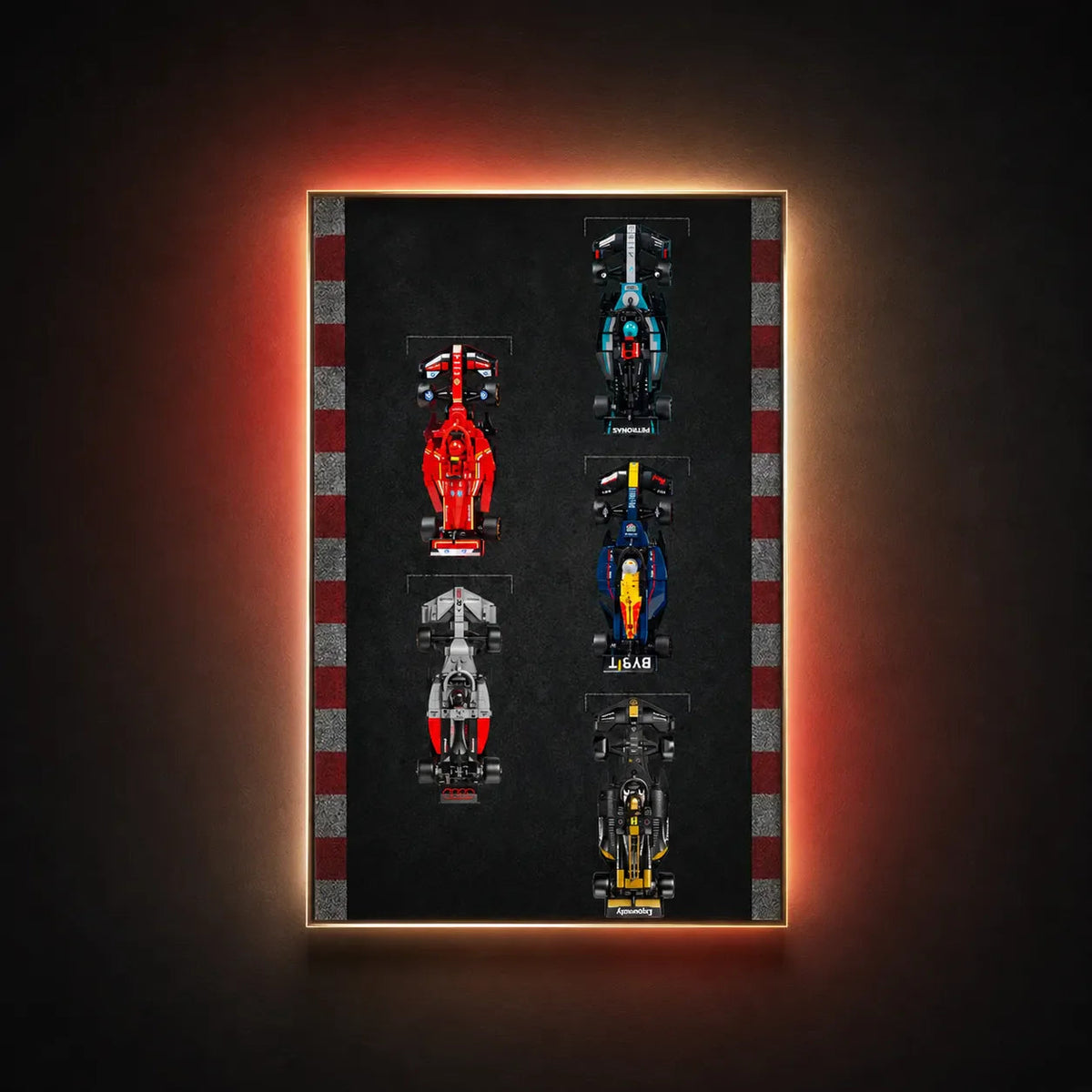 Wall Display Frame for LEGO® Speed Champions F1 | 5-Car | Track Version - Standard Display Edition