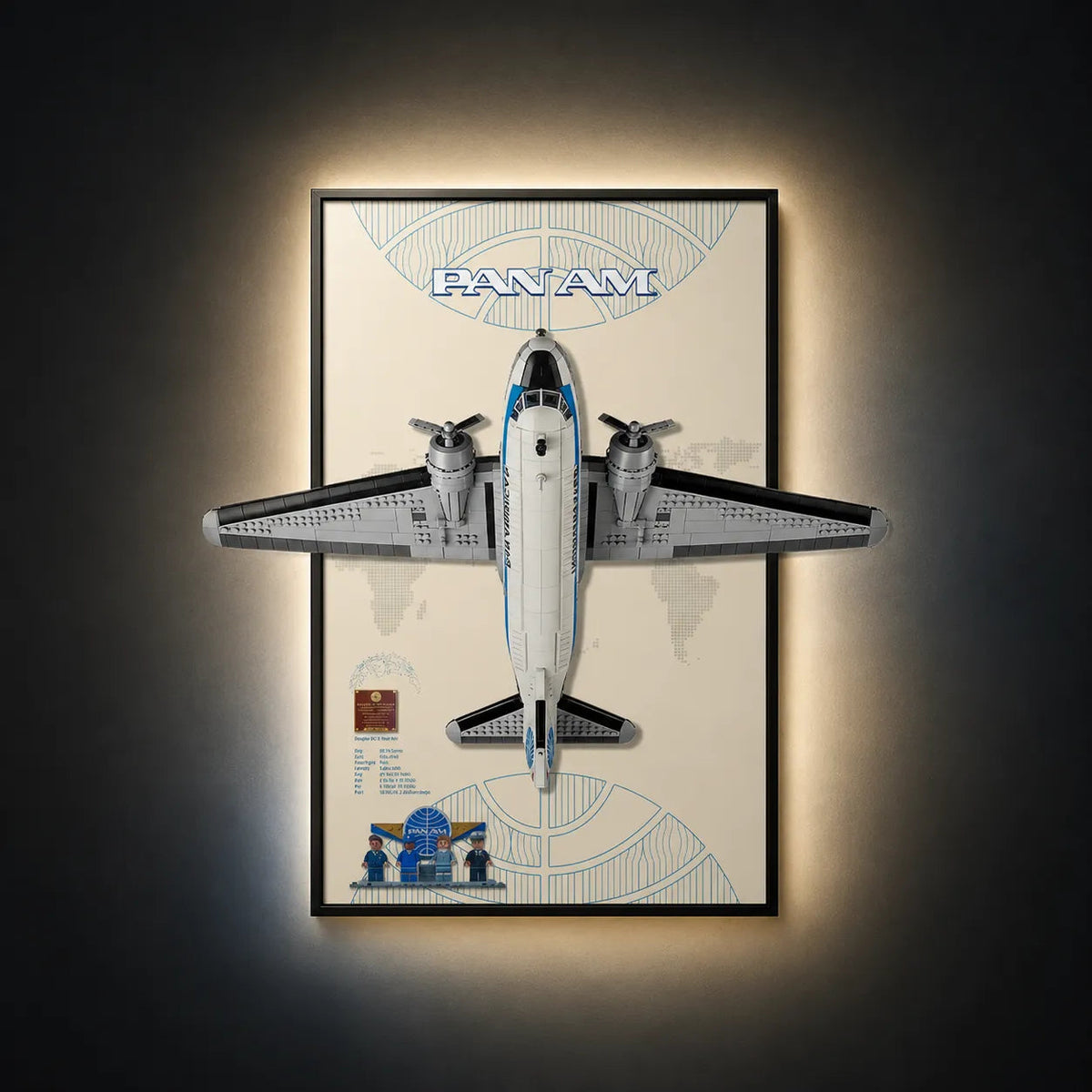 Wall Display frame for LEGO® Icons Douglas™ DC-3™ PAN AM® Airliner 11378 - Standard Display Edition