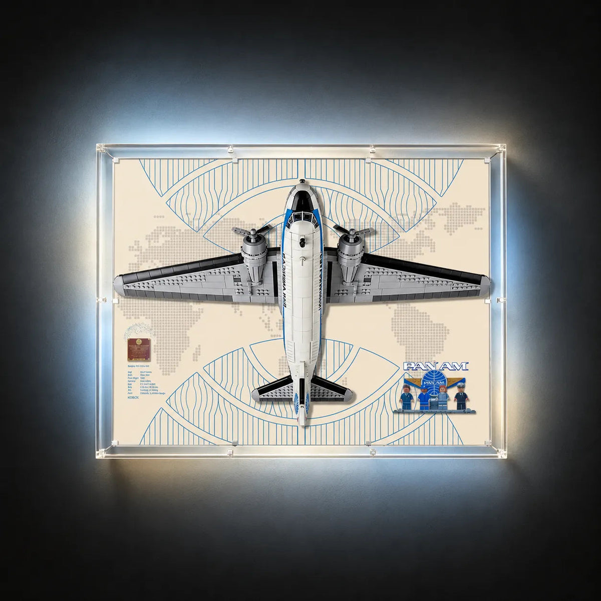 Wall Display Case for LEGO® Icons Douglas™ DC-3™ PAN AM® Airliner 11378 - Standard Display Edition