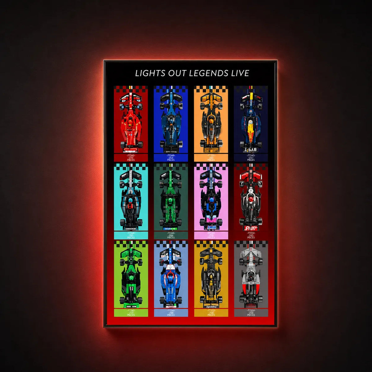 LEGO® Speed Champions F1 12-Car Wall Display Frame - Speed F1 Series / Standard Display Edition
