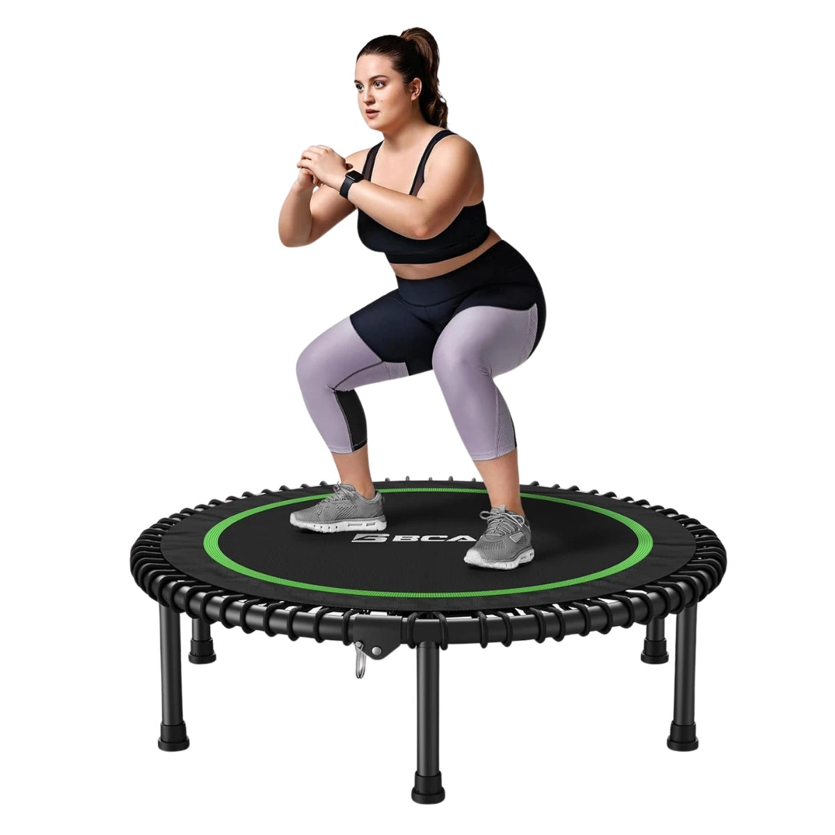 FED Fitness Bcan Series BT2 Foldable Adult Mini Bungee Trampoline - 40" / Green / Without Handlebar