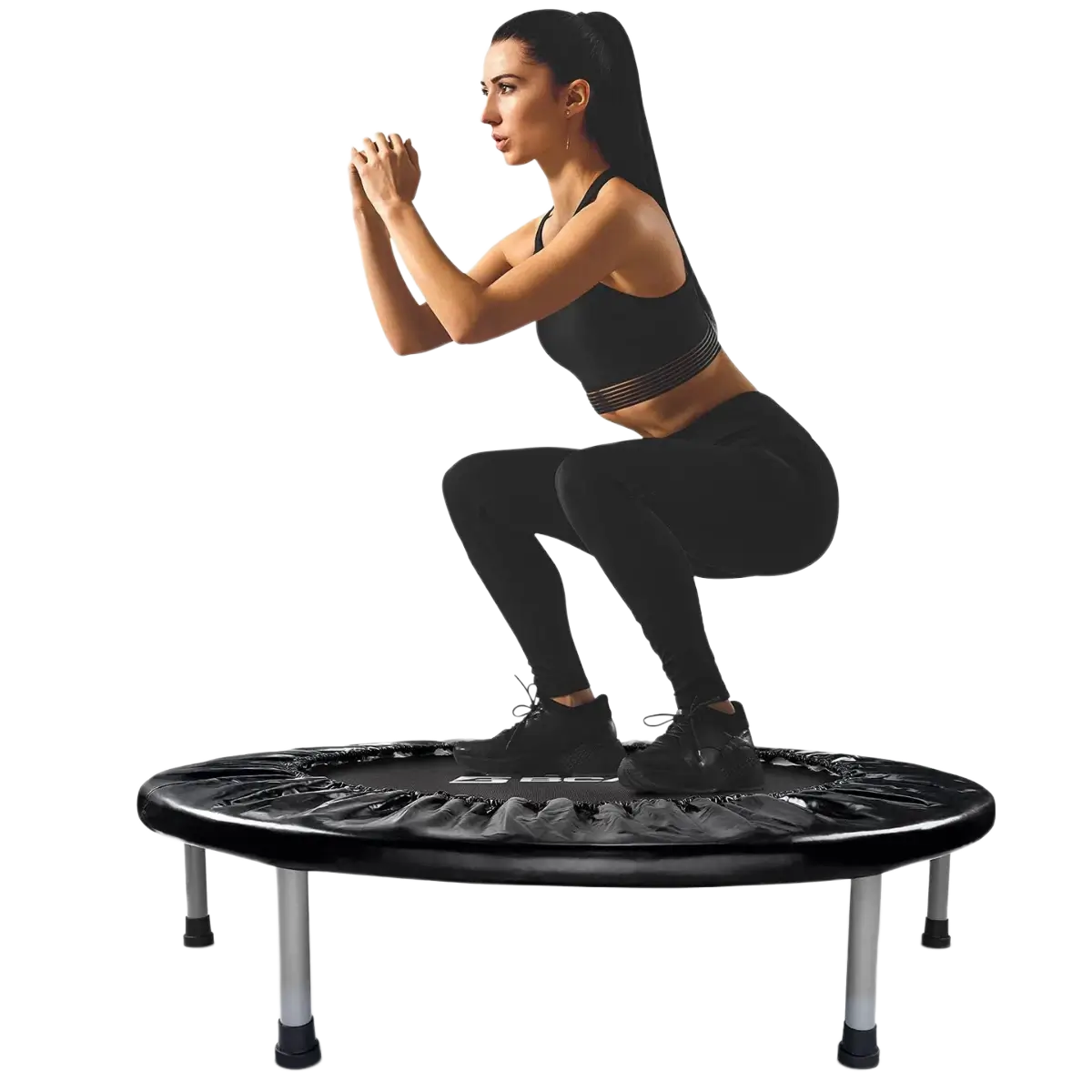 FED Fitness Bcan Series SP2 Foldable Mini Spring Trampoline - 40" / Black / With Handle