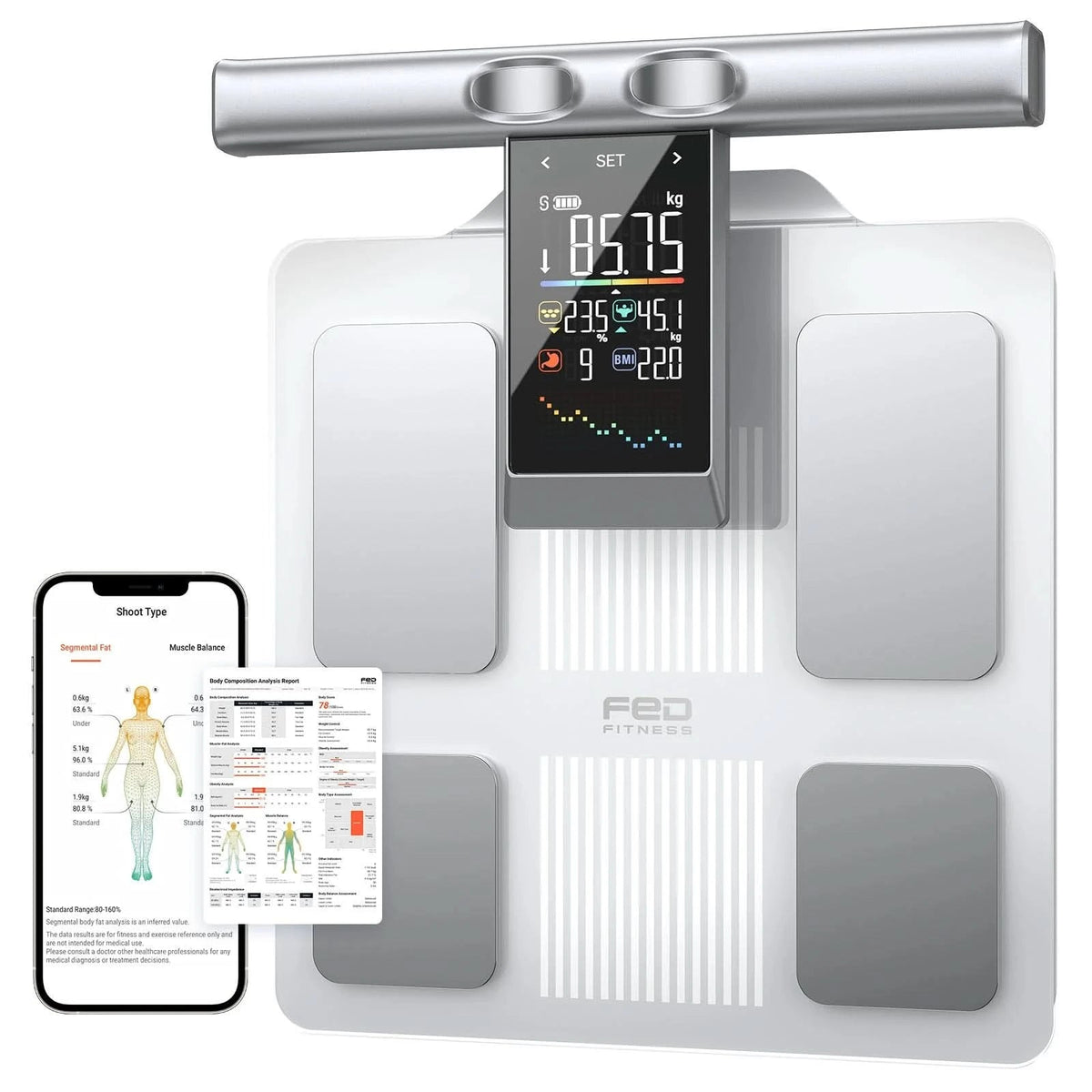 FED Fitness BS1 Eight-Electrode Smart Body Composition Scale - Without Stand