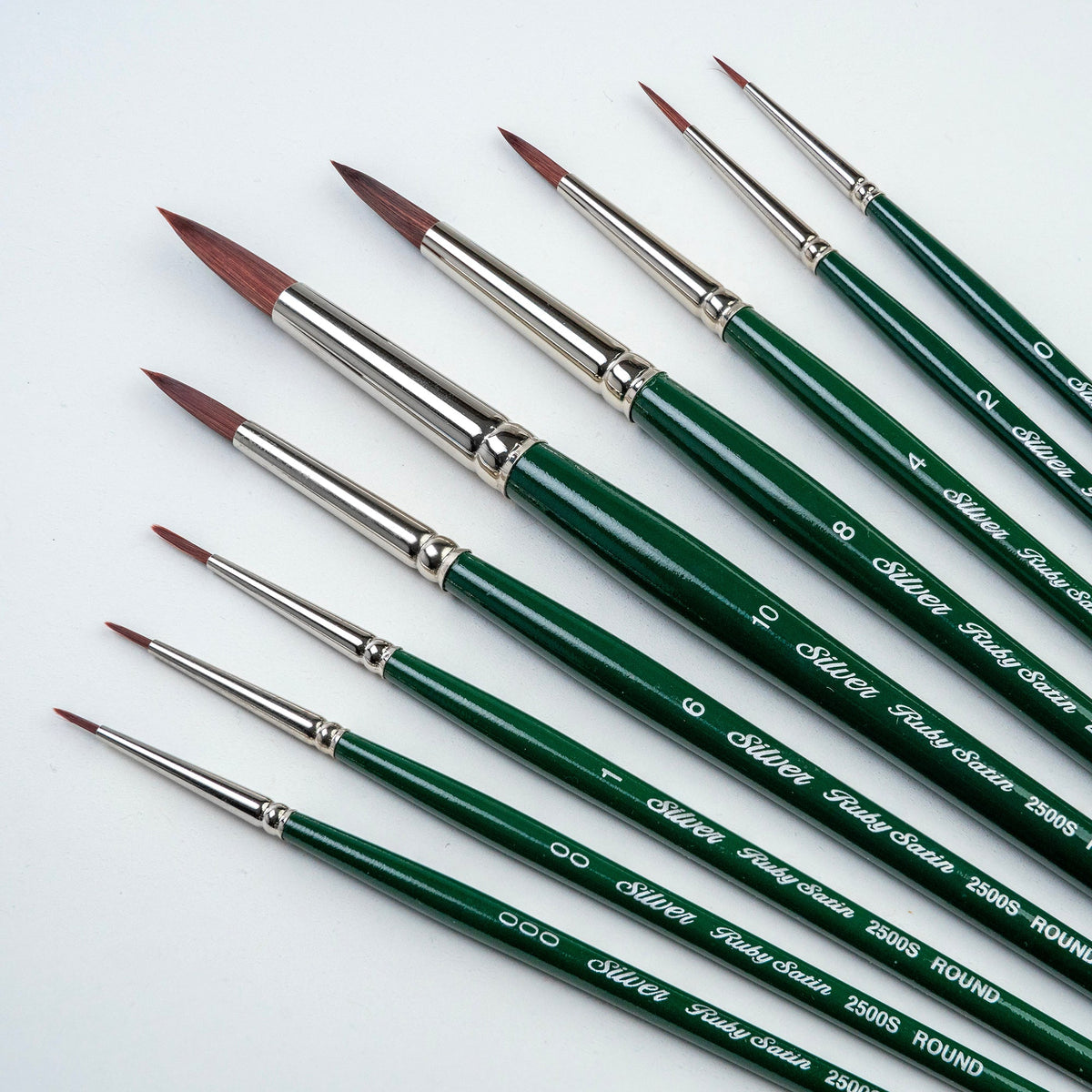 Ruby Satin® 9pc Round Brush Set | Short Handle | RS-2599S - Short Handle Rounds