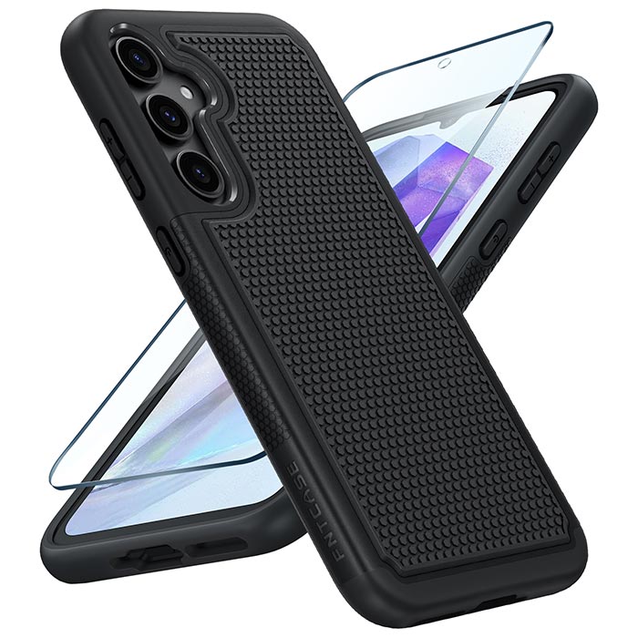 Samsung Galaxy A55 5G Phone Case: Dual Layer Heavy Duty Protective Cover Shockproof Rugged with Non-Slip Textured Back